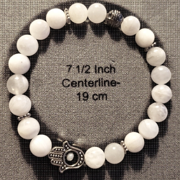 Moonstone Hamsa Handcrafted Beaded Bracelet - Picture 6 of 7